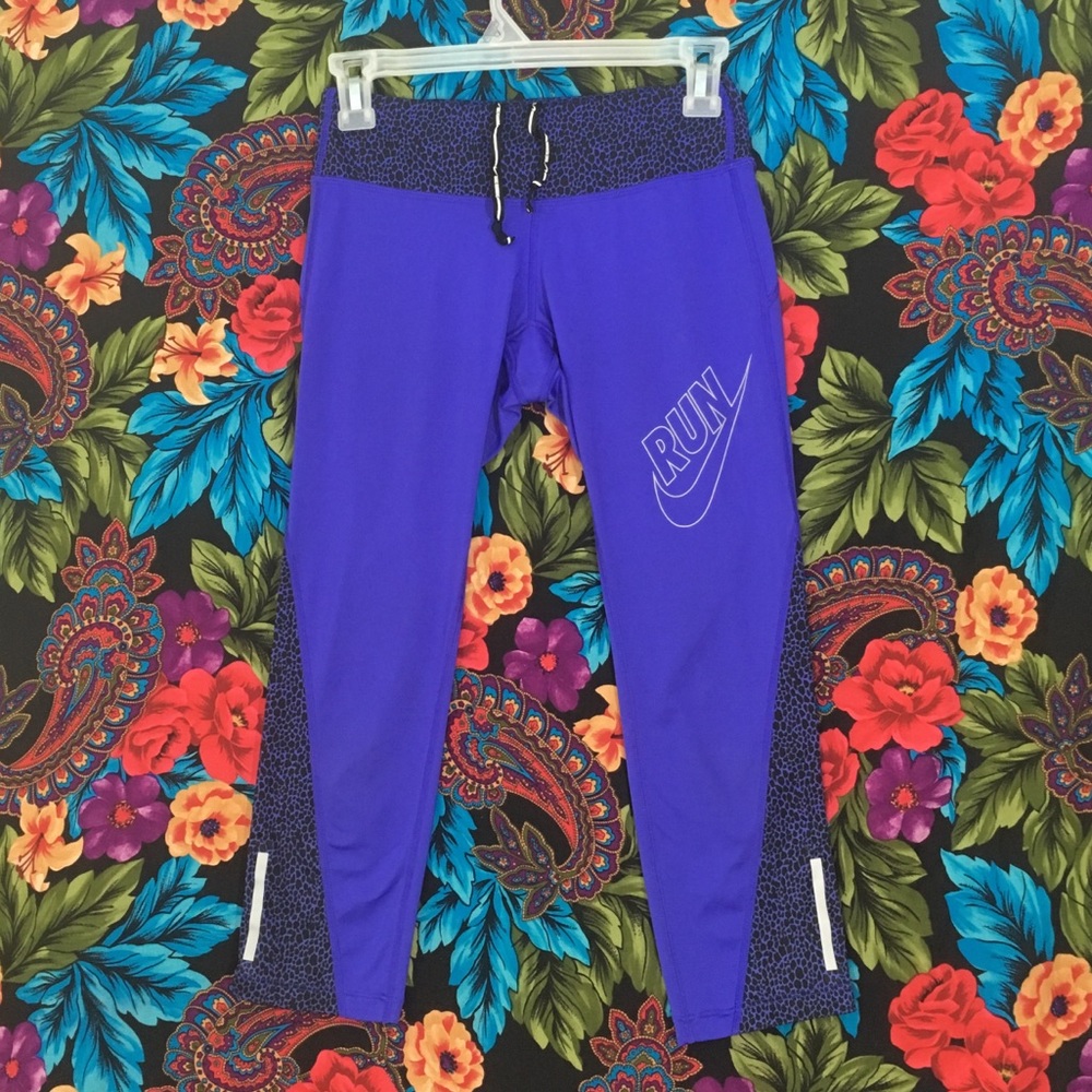Women’s NIKE contour Bottoms Athletic Dri-Fit Pants Purple SIZE X-SMALL CHEETAH